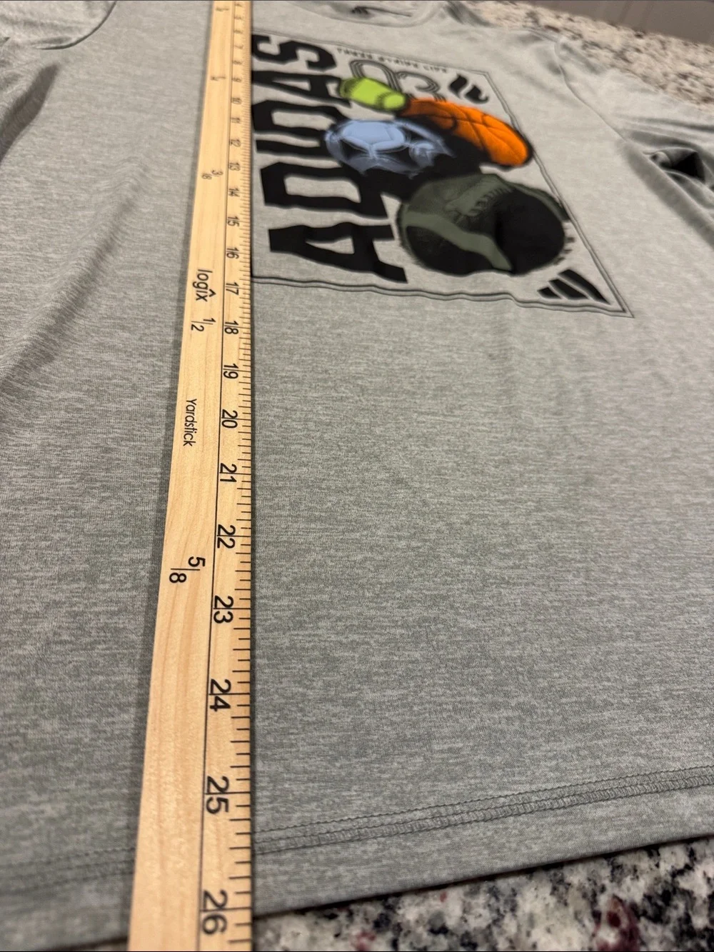 adidas Grey Short-Sleeve Tee with Multi-Sport Graphic